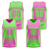 Custom Green Pink Reversible Basketball Suit for Adults and Kids Personalized Jersey