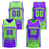 Custom Green Purple Reversible Basketball Suit for Adults and Kids Personalized Jersey