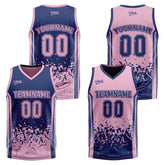 Custom Navy Pink Reversible Basketball Suit for Adults and Kids Personalized Jersey
