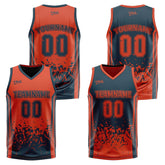 Custom Navy Orange Reversible Basketball Suit for Adults and Kids Personalized Jersey