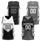 Custom Black Grey Reversible Basketball Suit for Adults and Kids Personalized Jersey
