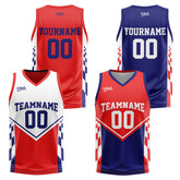 Custom Blue Red Reversible Basketball Suit for Adults and Kids Personalized Jersey