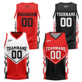 Custom Red Black Reversible Basketball Suit for Adults and Kids Personalized Jersey