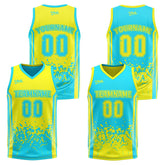 Custom Light Yellow Light Blue Reversible Basketball Suit for Adults and Kids Personalized Jersey