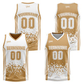 Custom Brown White Reversible Basketball Suit for Adults and Kids Personalized Jersey