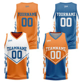 Custom Orange Blue Reversible Basketball Suit for Adults and Kids Personalized Jersey