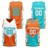 Custom Orange Cyan Reversible Basketball Suit for Adults and Kids Personalized Jersey