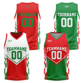 Custom Red Green Reversible Basketball Suit for Adults and Kids Personalized Jersey