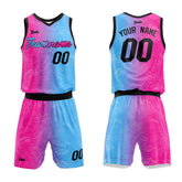 Custom Hot Pink Light Blue Basketball Jersey Uniform Suit Printed Your Logo Name Number