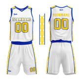 Custom White Royal Yellow Basketball Jersey Uniform Suit Printed Your Logo Name Number