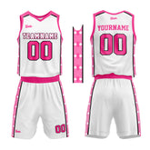 Custom White Pink Basketball Jersey Uniform Suit Printed Your Logo Name Number