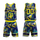 Custom Navy Yellow Basketball Jersey Uniform Suit Printed Your Logo Name Number