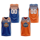 Custom Blue Orange White Reversible Basketball Suit for Adults and Kids Personalized Jersey