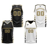 Custom Black White Gold Reversible Basketball Suit for Adults and Kids Personalized Jersey