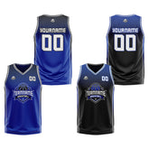 Custom Blue Black White Reversible Basketball Suit for Adults and Kids Personalized Jersey