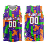 Custom Geometry Purple Orange Basketball Jersey Uniform Suit Printed Your Logo Name Number