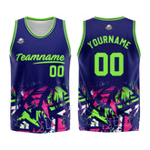Custom Navy Neon Green Basketball Jersey Uniform Suit Printed Your Logo Name Number