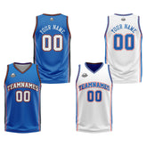 Custom Blue White Orange Reversible Basketball Suit for Adults and Kids Personalized Jersey