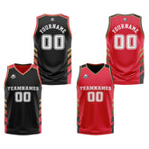 Custom Black Red Gold Reversible Basketball Suit for Adults and Kids Personalized Jersey