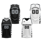 Custom Black White Grey Reversible Basketball Suit for Adults and Kids Personalized Jersey