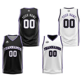 Custom Black White Purple Reversible Basketball Suit for Adults and Kids Personalized Jersey