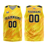 Custom Strip-Type Yellow Basketball Jersey Uniform Suit Printed Your Logo Name Number