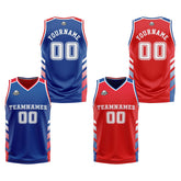 Custom Royal Red White Reversible Basketball Suit for Adults and Kids Personalized Jersey