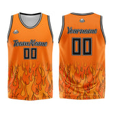 Custom Orange flame Basketball Jersey Uniform Suit Printed Your Logo Name Number