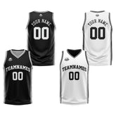 Custom Black White Reversible Basketball Suit for Adults and Kids Personalized Jersey