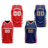 Custom Red Navy Gold Reversible Basketball Suit for Adults and Kids Personalized Jersey