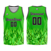 Custom Green flame Basketball Jersey Uniform Suit Printed Your Logo Name Number