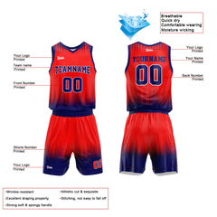 Custom Red Navy Basketball Jersey Uniform Suit Printed Your Logo Name Number
