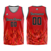 Custom Red flame Basketball Jersey Uniform Suit Printed Your Logo Name Number