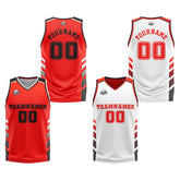 Custom Red White Black Reversible Basketball Suit for Adults and Kids Personalized Jersey