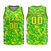 Custom Broken Green Yellow Basketball Jersey Uniform Suit Printed Your Logo Name Number