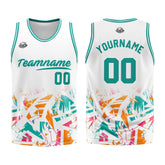 Custom White Aqua Basketball Jersey Uniform Suit Printed Your Logo Name Number