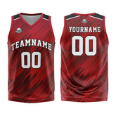 Custom Strip-Type Red Basketball Jersey Uniform Suit Printed Your Logo Name Number