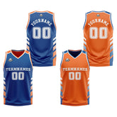 Custom Blue Orange White Reversible Basketball Suit for Adults and Kids Personalized Jersey
