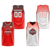 Custom Red Black White Reversible Basketball Suit for Adults and Kids Personalized Jersey