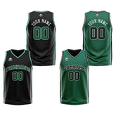 Custom Black Green Reversible Basketball Suit for Adults and Kids Personalized Jersey