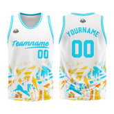 Custom White Light Blue Basketball Jersey Uniform Suit Printed Your Logo Name Number