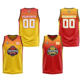 Custom Yellow Red Black Reversible Basketball Suit for Adults and Kids Personalized Jersey