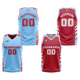 Custom Light Blue White Reversible Basketball Suit for Adults and Kids Personalized Jersey