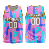 Custom Geometry Pink Blue Basketball Jersey Uniform Suit Printed Your Logo Name Number