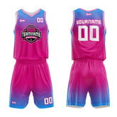 Custom Hot Pink Blue Basketball Jersey Uniform Suit Printed Your Logo Name Number