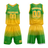 Custom Yellow Green Basketball Jersey Uniform Suit Printed Your Logo Name Number