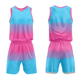 Custom Pink Light Blue Basketball Jersey Uniform Suit Printed Your Logo Name Number