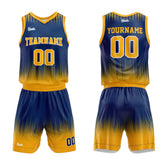 Custom Navy Yellow Basketball Jersey Uniform Suit Printed Your Logo Name Number