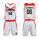 Custom White Red Basketball Jersey Uniform Suit Printed Your Logo Name Number