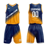Custom Navy Yellow Basketball Jersey Uniform Suit Printed Your Logo Name Number